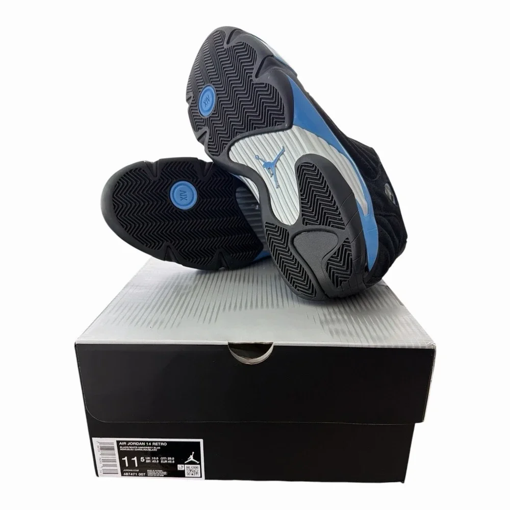 Air Jordan 14 Retro Black/University Blue (Style 48741-007) Size 11 1/2